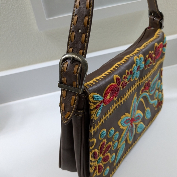 Vintage Isabella Fiore Chocolate Brown Leather and Beaded Bag - Picture 3 of 5